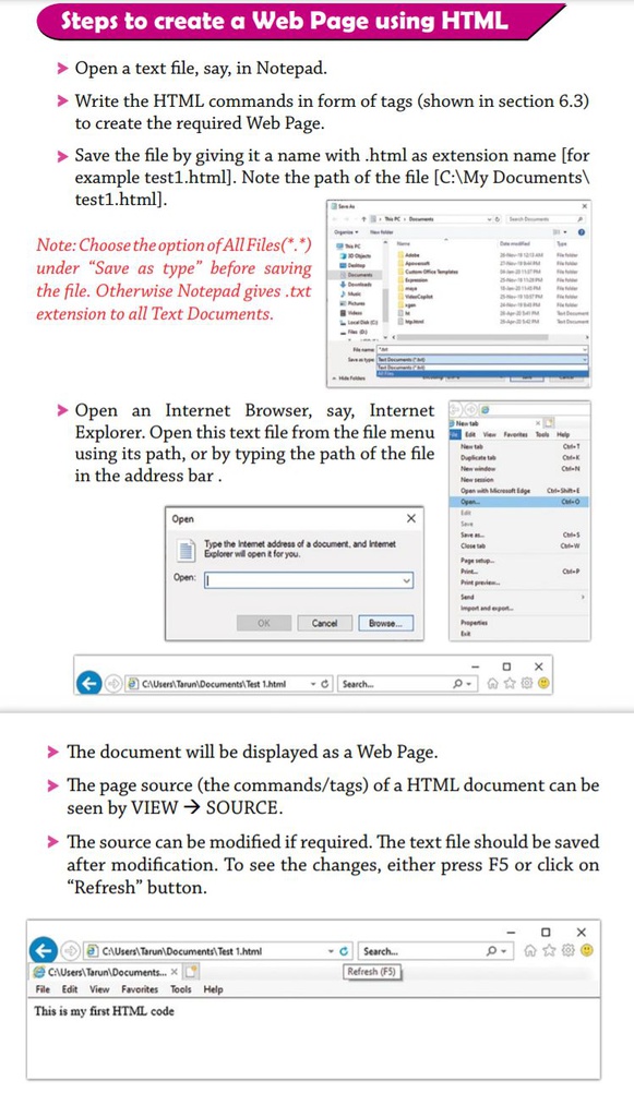 Steps to create web page